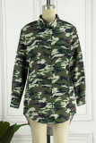 Camouflage Casual Camouflage Print Patchwork Umlegekragen Hemdkleid Kleider