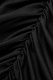 Robes de jupe crayon à col en V et bandage solide noir sexy