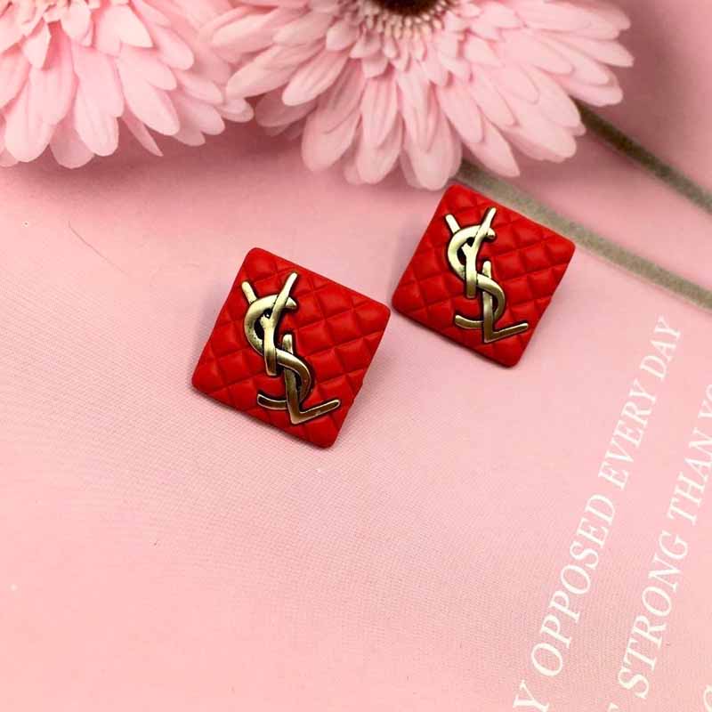 

Red Simplicity Letter Patchwork Earrings