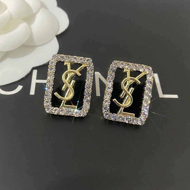 

Black Elegant Letter Patchwork Hot Drill Earrings