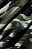 Robe chemise à col rabattu en patchwork imprimé camouflage décontracté
