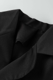Vêtement d'extérieur noir à col rabattu uni et dos nu