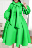 Groene elegante effen bandage patchwork halve coltrui A-lijn jurken