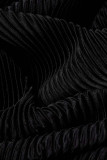 Negro sexy sólido patchwork doble manga larga dos piezas