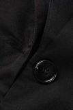 Черная повседневная однотонная верхняя одежда с отложным воротником и открытой спиной