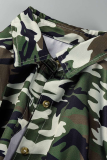 Robe chemise à col rabattu en patchwork imprimé camouflage décontracté