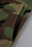 Camouflage Casual Street Print Camouflage Print Patchwork Gerade Patchwork-Unterteile mit hoher Taille