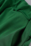 Colletto con cappuccio casual solido patchwork verde manica lunga due pezzi