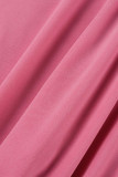 Colletto con cerniera a contrasto rosa casual patchwork taglie forti in due pezzi