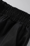 Color caqui oscuro casual sólido vendaje patchwork cintura alta lápiz fondo de color sólido