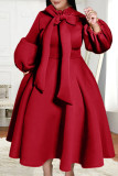 Rosa rossa elegante fasciatura solida patchwork mezzo dolcevita una linea abiti