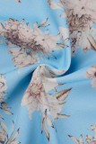 Синий Белый Повседневный Кардиган в стиле пэчворк с принтом Верхняя одежда