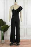 Gul Casual Solid Patchwork Spaghetti Strap Boot Cut Jumpsuits