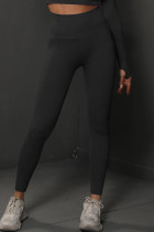 Black Casual Sportswear Solid Patchwork