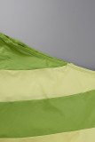 Verde sexy estampado borla patchwork asimétrico cuello oblicuo sin mangas dos piezas