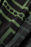 Черно-зеленый сексуальный узкий комбинезон с принтом в стиле пэчворк и воротником-молнией