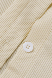 Colletto rovesciato casual solido bianco manica lunga due pezzi
