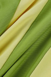 Зеленый Сексуальный принт с кисточками Пэчворк Асимметричный косой воротник Без рукавов Из двух частей