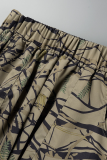 Камуфляжный уличный принт Пэчворк Харлан Высокая талия Широкие штанины Полные брюки с принтом
