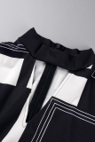 Robes de jupe crayon à licou évidées à imprimé de rue noir et blanc