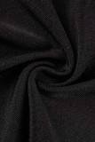 Roupa esportiva casual preta com patchwork sólido lápis de cintura alta com cor sólida