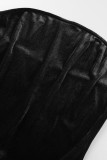 Vestidos longos pretos sexy com patchwork transparente e sem alças