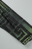 Barboteuse skinny transparente à col zippé et imprimé sexy noir et vert