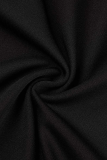 Macacão preto casual patchwork sólido com alça de espaguete
