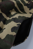 Camouflage Street Camouflage Print Turndown Collar Harlan Jumpsuits