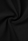 Bas de couleur unie à jambe large et taille haute en patchwork uni décontracté noir