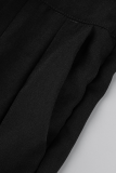 Черные повседневные однотонные свободные однотонные штаны в стиле пэчворк с высокой талией и широкими штанинами