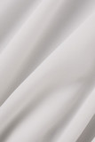 Белые повседневные лоскутные платья больших размеров с круглым вырезом и длинными рукавами