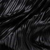 Черный сексуальный повседневный сплошной кардиган жилеты брюки V-образный вырез с длинным рукавом из двух частей