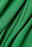 Verde casual abbigliamento sportivo solido patchwork colletto turndown manica lunga due pezzi