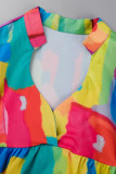 Цвет Повседневный Повседневный цвет С комковым принтом Складной воротник Рубашка Платье-рубашка Платья