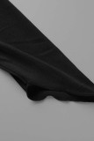 Черные сексуальные однотонные платья с длинным рукавом и квадратным воротником в стиле пэчворк