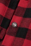 Stampa scozzese casual rossa con abiti a camicia con colletto rovesciato e cintura