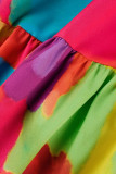 Colour Casual Daily Color Lump Print Fold Shirt Collar Shirt Dress Dresses