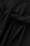Schwarze, lässige, feste Verband-Patchwork-O-Ausschnitt-gerade Kleider
