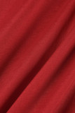 Vestidos de noite vermelhos elegantes com retalhos sólidos e gola quadrada