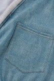 Grauer, lässiger Patchwork-Taschen-Kapuzenkragen mit langen Ärmeln, zweiteilig