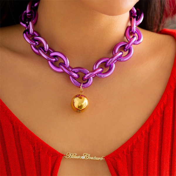 Пурпурные повседневные однотонные ожерелья для вечеринок в стиле пэчворк