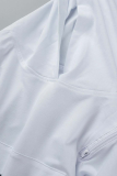 Colarinho com capuz branco estampado casual patchwork manga longa duas peças