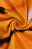 Robes décontractées à col rond jaune patchwork tie-dye