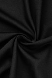 Negro sexy sólido patchwork hendidura fuera del hombro vestidos rectos