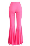 Pink Casual Solid Patchwork Regular High Waist Conventional Solid Color Bottoms