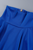 ピンク ストリート ソリッド パッチワーク ジッパー カラー ペンシル スカート ドレス