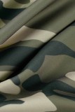 Camouflage Casual Camouflage Print Brief Capuchon Kraag Lange Mouw Twee Stukken