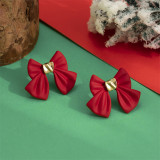 Red Casual Daily Party Solid Patchwork With Bow Earrings