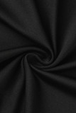 Zwarte sexy effen patchwork spleet schuine kraag rechte jurken